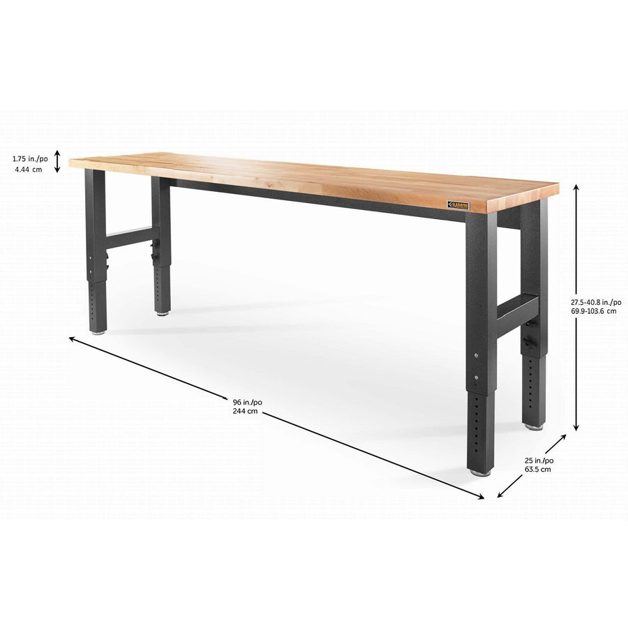 8' Adjustable Height Hardwood Workbench
